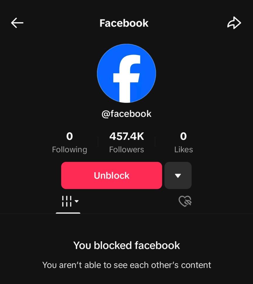 Facebook account on TikTok