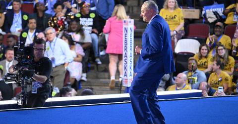 US Senate Majority Leader Chuck Schumer (D-NY) dances as he arrives onstage to speak on the second day of the Democratic National Convention (DNC) at the United Center in Chicago, Illinois, on August 20, 2024. Vice President Kamala Harris will formally accept the party's nomination for president at the DNC which runs from August 19-22 in Chicago. (Photo by SAUL LOEB / AFP) (Photo by SAUL LOEB/AFP via Getty Images)