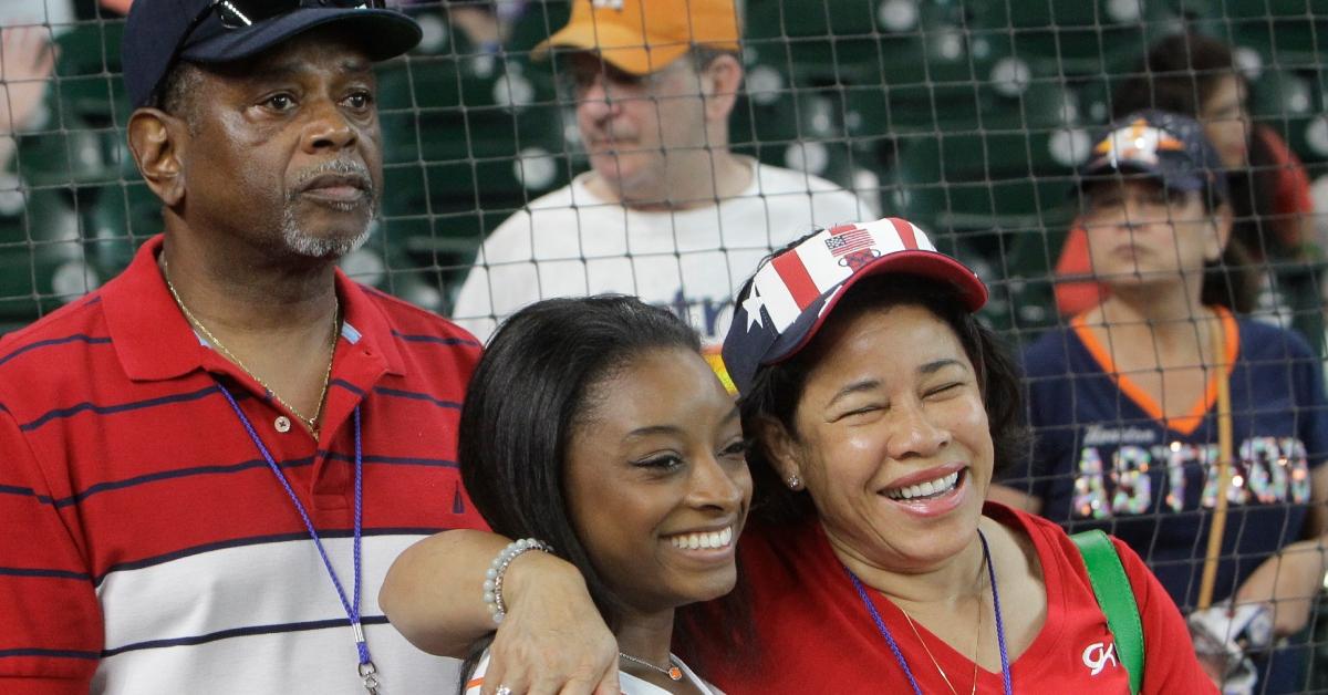 Simone Biles, of Spring, who will participate in the upcoming Olympic Games in Rio, with her father, Ron Biles, and mother, Nellie Biles