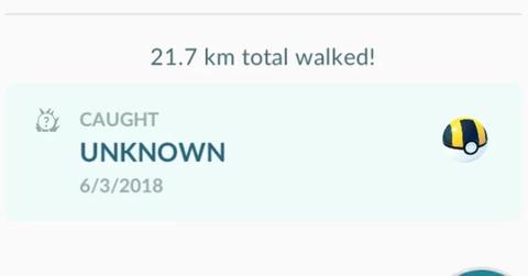 A Pokémon with an unknown catch location in 'Pokémon GO'