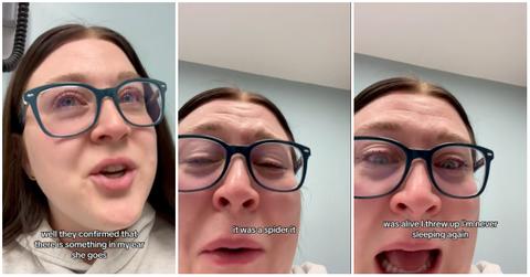 A woman describes how a spider went in her ear while she was asleep