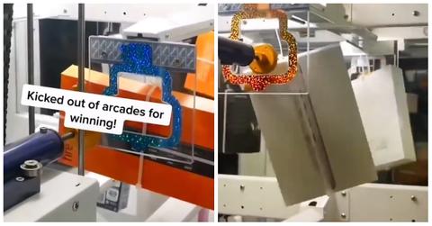 TikTok user @clawcraziness5 was kicked out of an arcade for winning expensive prizes for so cheap.