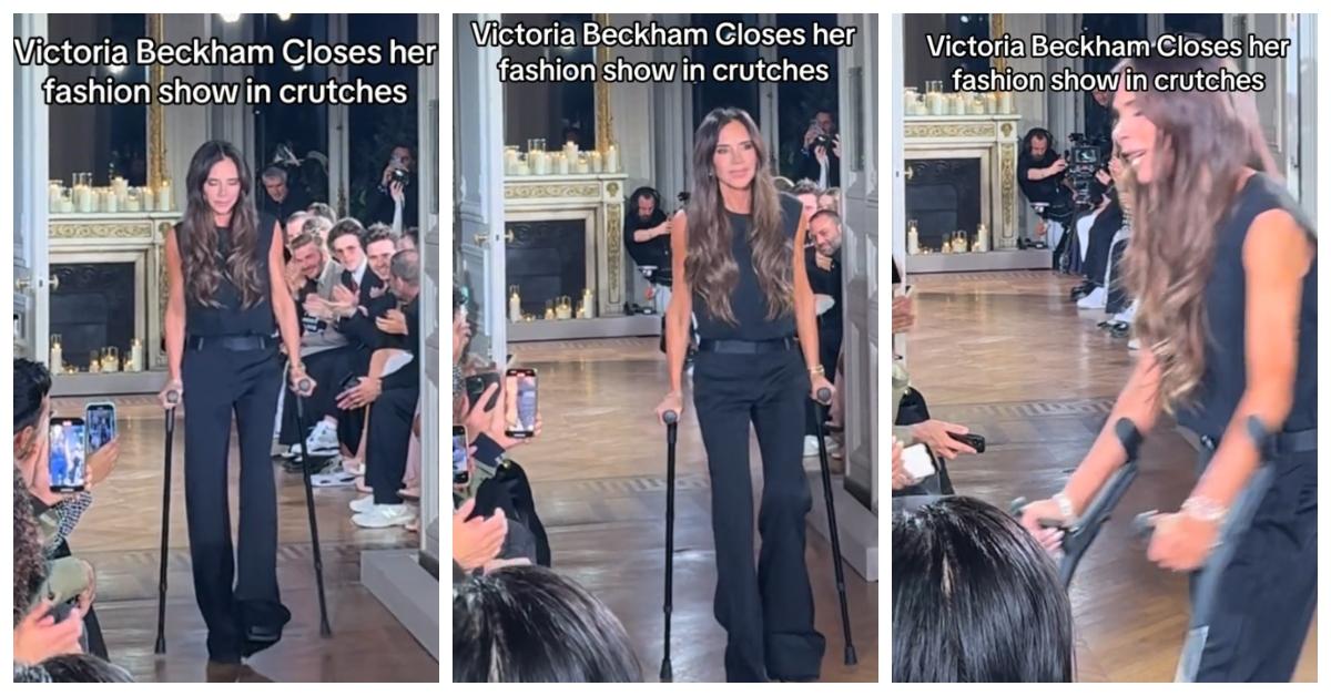 Victoria Beckham crutches