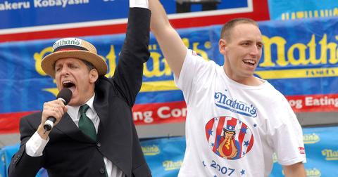 (l-r) George Shea and Joey Chestnut
