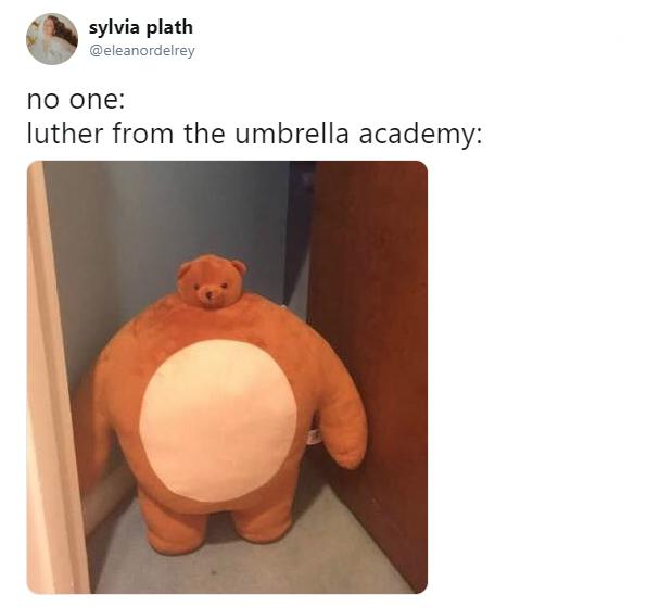 People Can T Stop Making Memes About Luther S Body In The Umbrella Academy - roblox bear memes