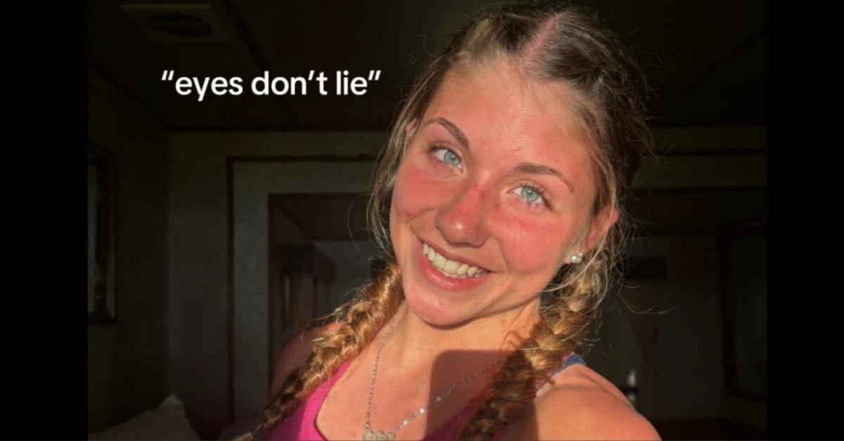 Katelynn Dollar poses, smiling, with the caption "Eyes don't lie."