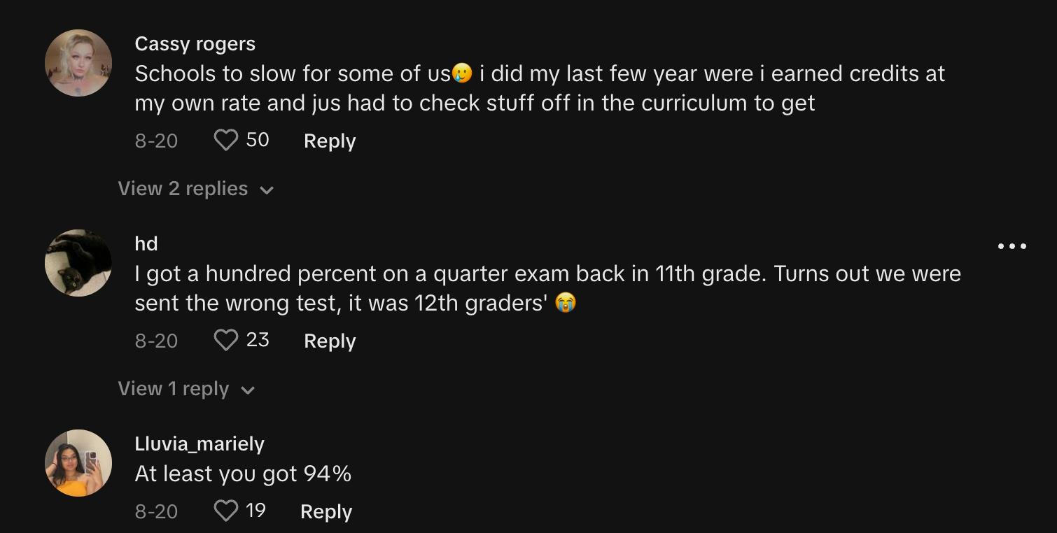 Commenters share sympathy for the college student who took a midterm early