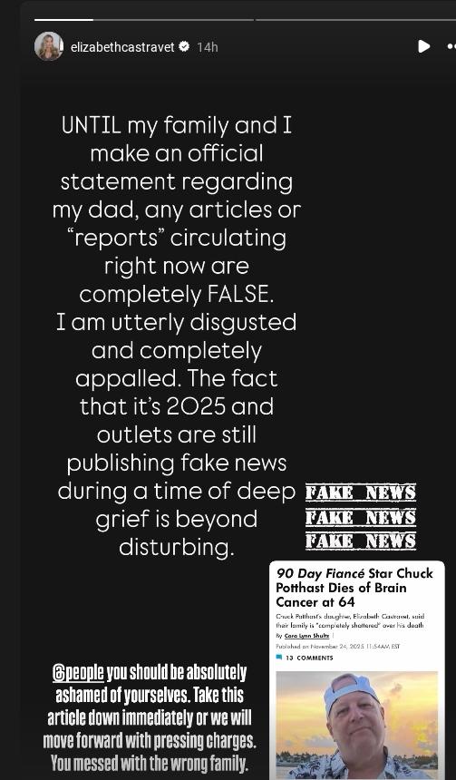 Elizabeth’s Instagram Stories about her dad.