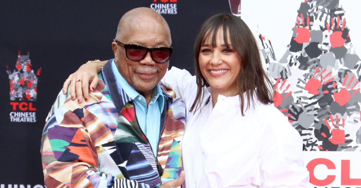 Quincy Jones with his daughter, Rashida Jones, at the handprint ceremony.