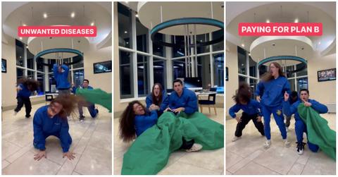 A funny youth motivational group jokes about the dangers of unprotected sex.