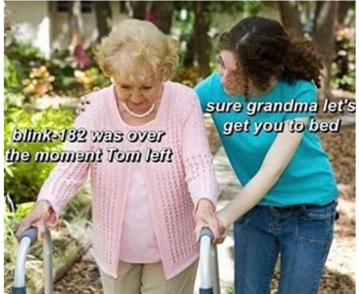 sure let's get you to bed grandma meme - blink-182 tom delonge