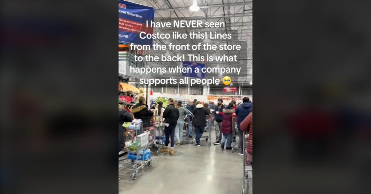 Long lines at a Costco store.