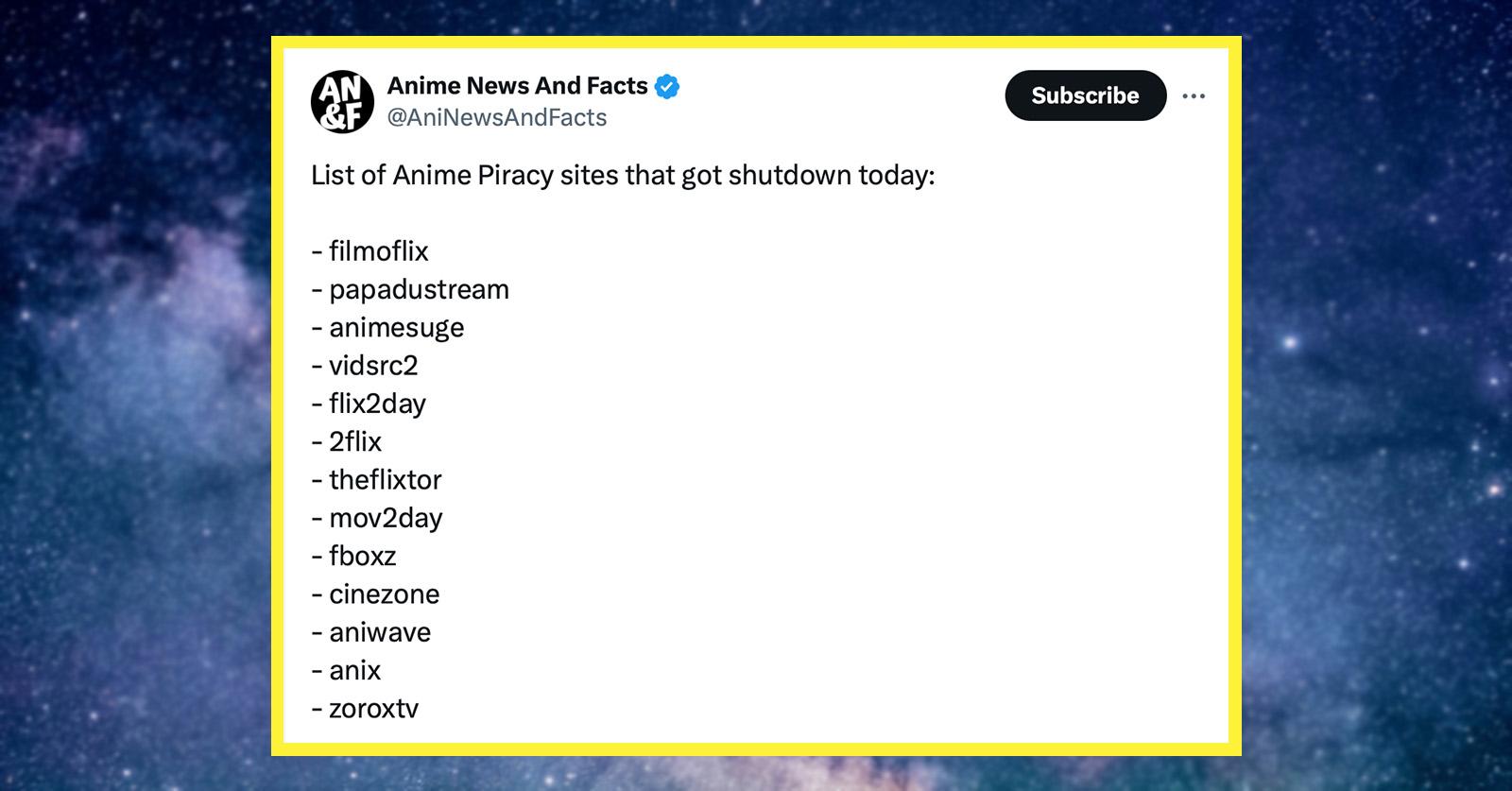 anime piracy shutdown