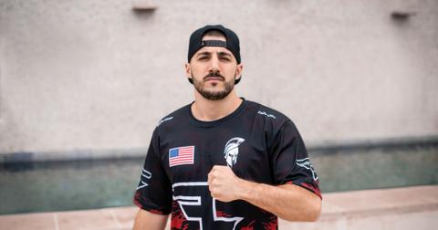 FaZe clan member Nickmercs wearing a black snapback hat.