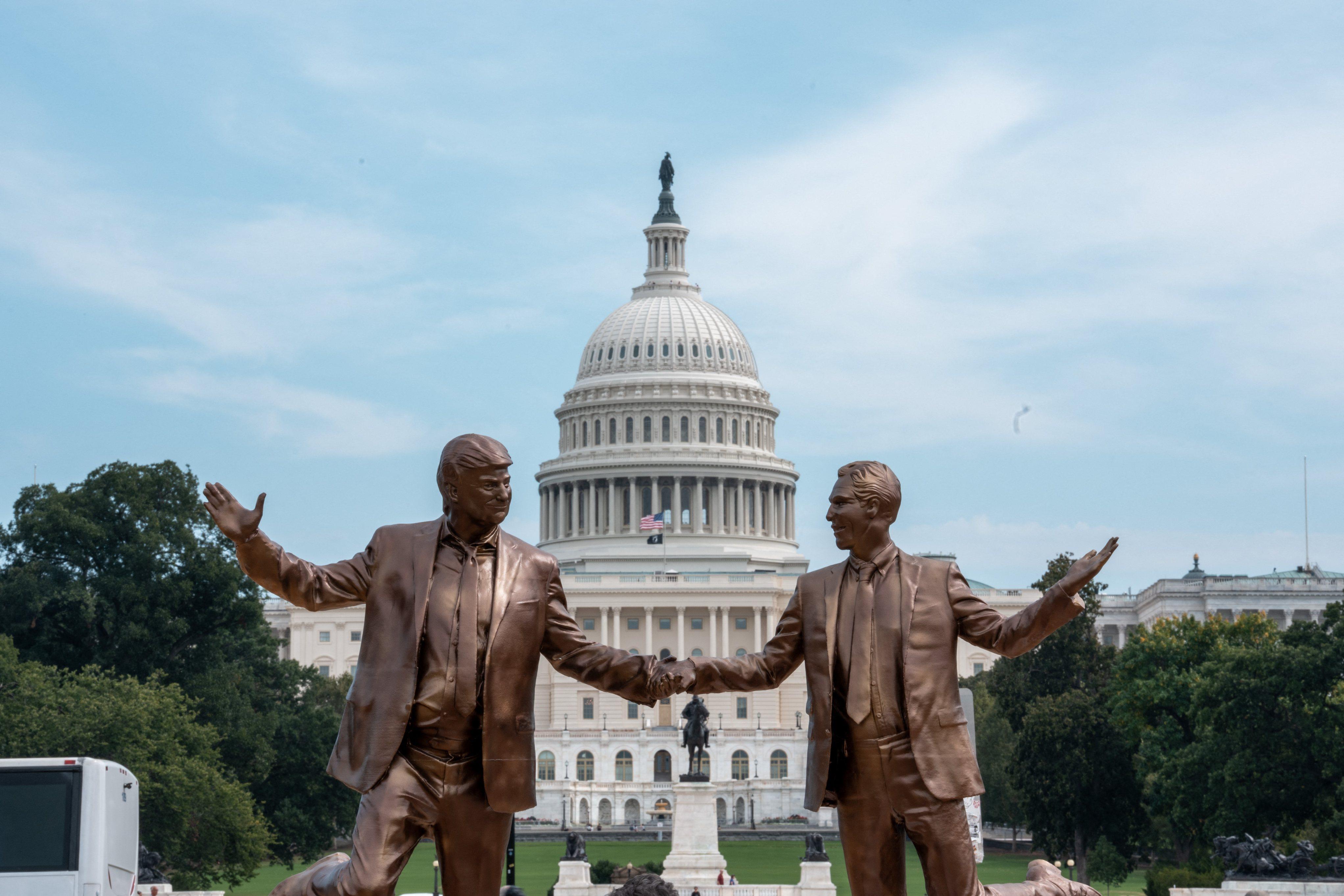 Statue of Donald Trump and Jeffrey Epstein Holding Hands Spotted at National Mall