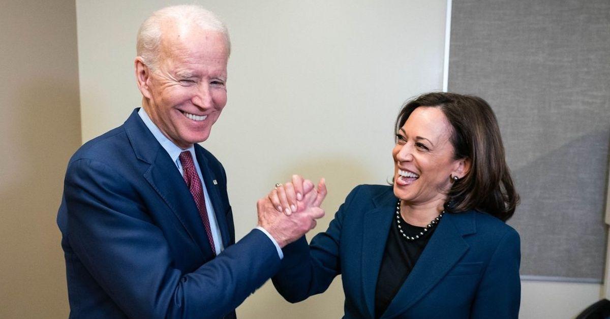 Joe Biden and Kamala Harris give one another a high five