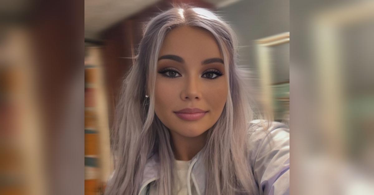 Whitney Purvis shows off her purple hair in a selfie.