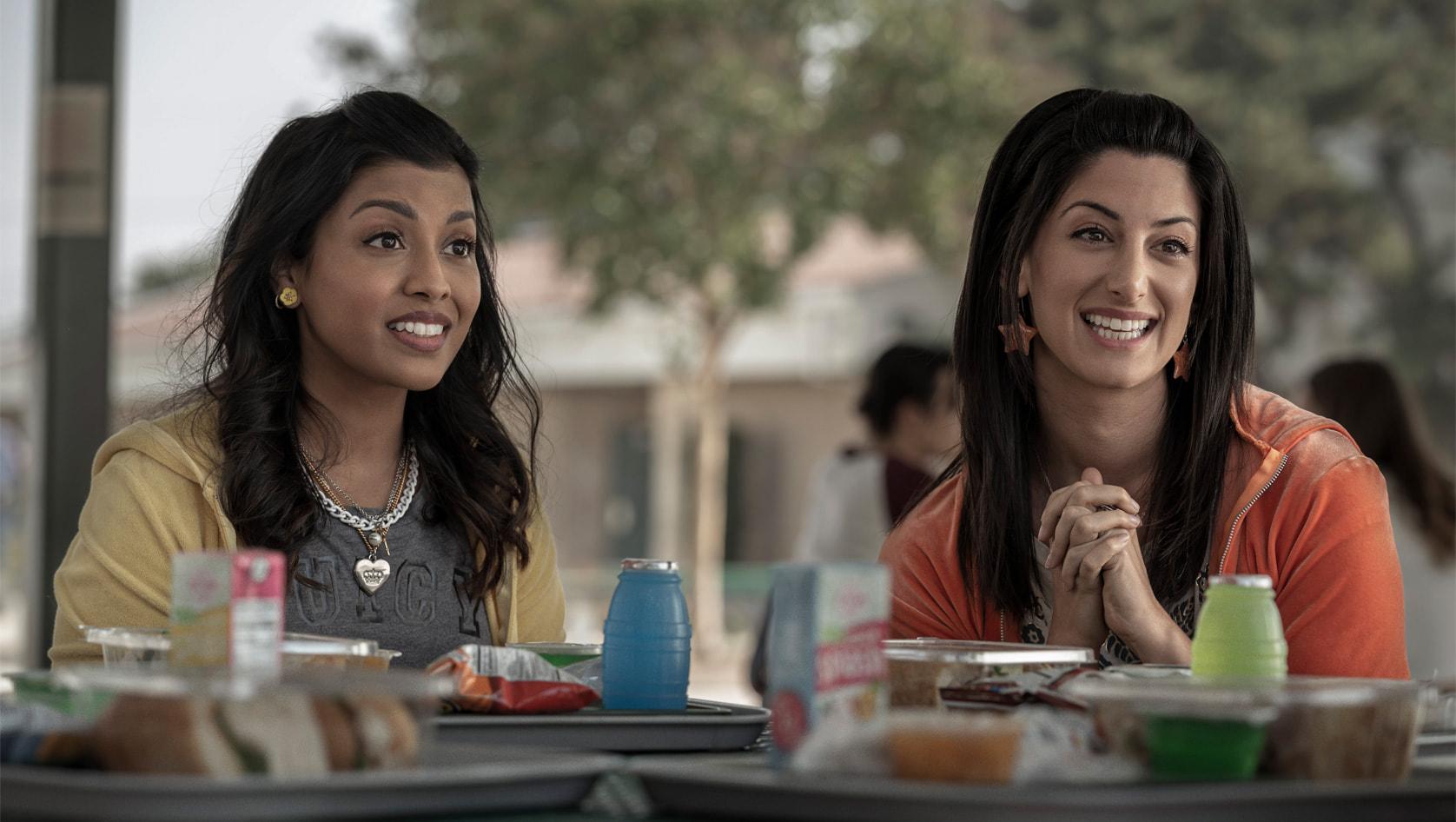 Tiya Sircar as Jennifer #1 and Ayden Mayeri as Jennifer #2 in 'The Afterparty'