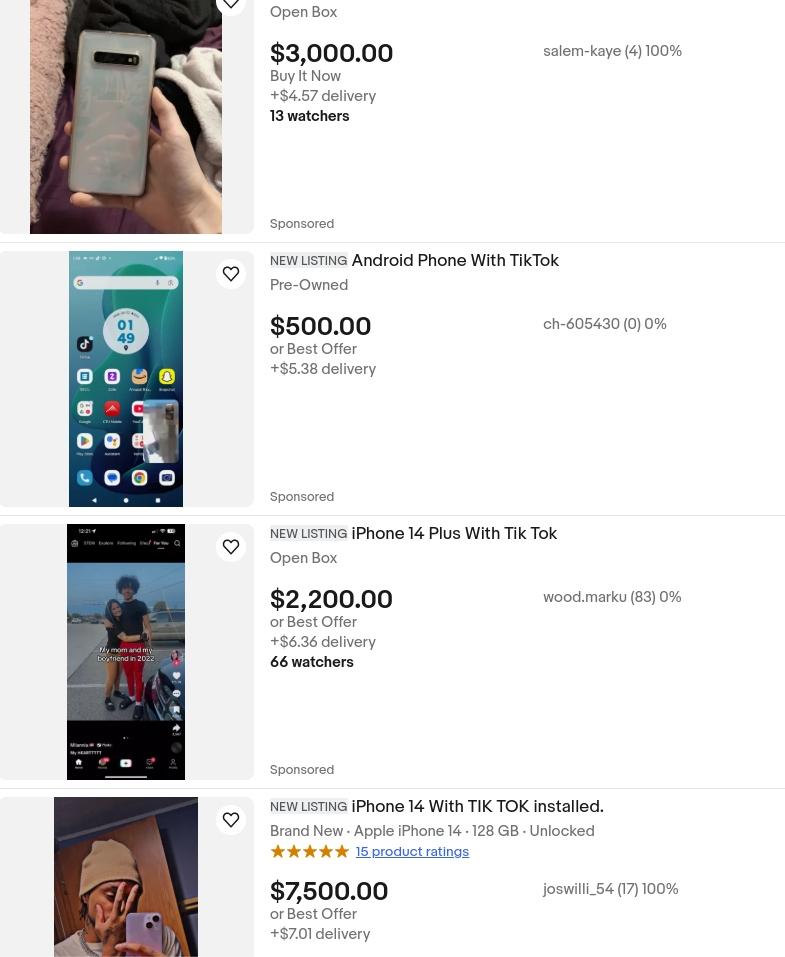 TikTok phones for sale on eBay