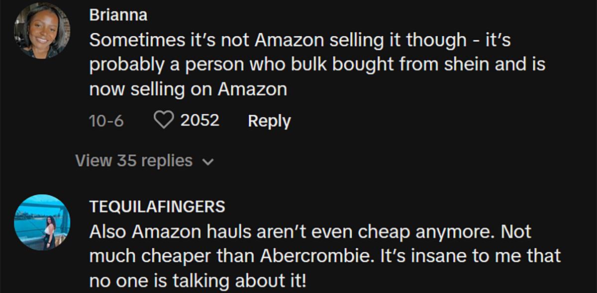 Comments "amazon hauls aren't cheap anymore"