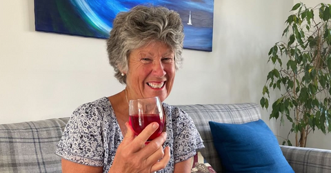 Maggie watching the 'GBBO'