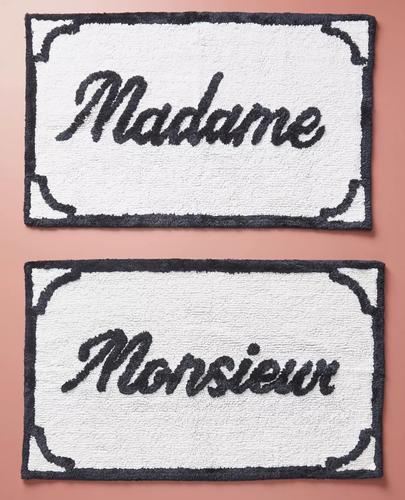 Monsieur & Madame Bath Mats, Set of 2