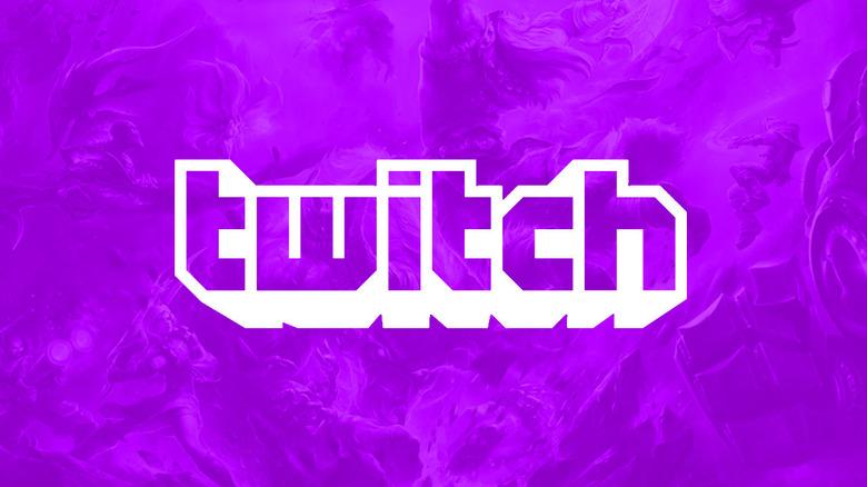 Image of Twitch logo on a purple background with character art.