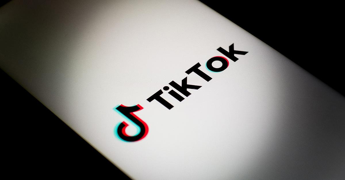 TikTok logo on a white screen.