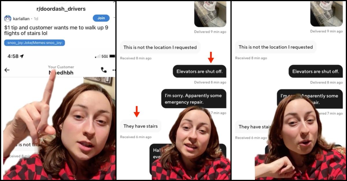 Viral video about DoorDasher who was asked to climb 9 flights of stairs for $1.