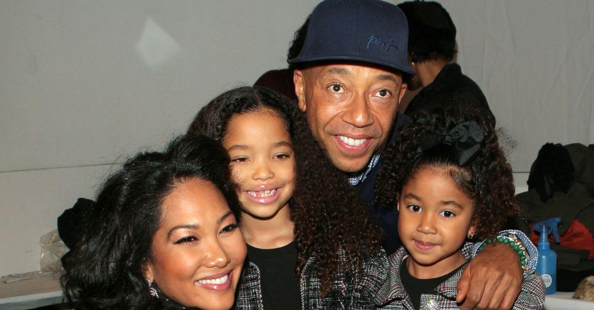 (l-r): Kimora Lee Simmons, Ming Lee Simmons, Russell Simmons, and Aoki Lee Simmons embracing