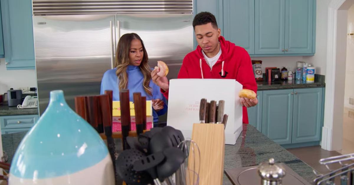 Mary Cosby and her son, Robert Cosby Jr., eating donuts on 'The Real Housewives of Salt Lake City.'