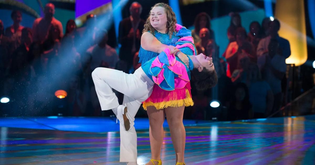 Alana dips her partner on the ballroom floor on Dancing With the Stars: Juniors