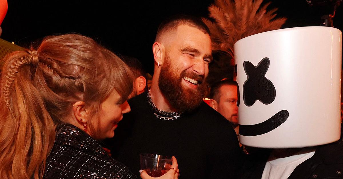 Taylor Swift and Travis Kelce at an after-party following the Super Bowl. 