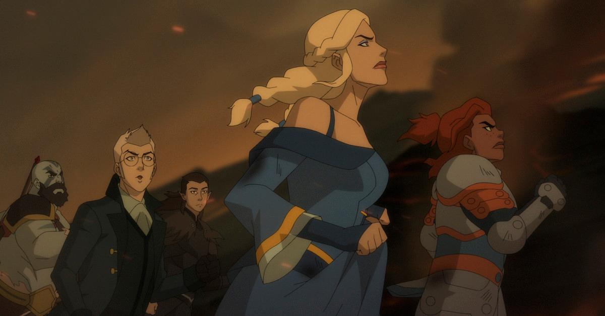 Travis Willingham (Grog Strongjaw), Taliesin Jaffe (Percy de Rolo), Liam O'Brien (Vax’ildan), Indira Varma (Lady Allura Vysoren), Stephanie Beatriz (Lady Kima of Vord)