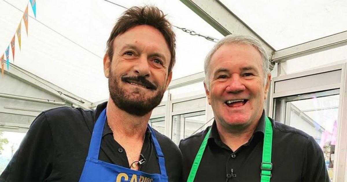 Salvatore Schillaci and Ray Houghton in aprons. 