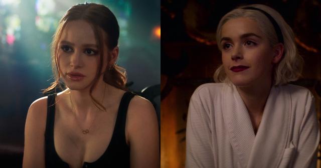 Madelaine Petsch as Cheryl Blossom and Kiernan Shipka as Sabrina Spellman