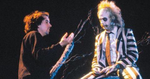 (l-r): Tim Burton and Michael Keaton filming 'Beetlejuice'