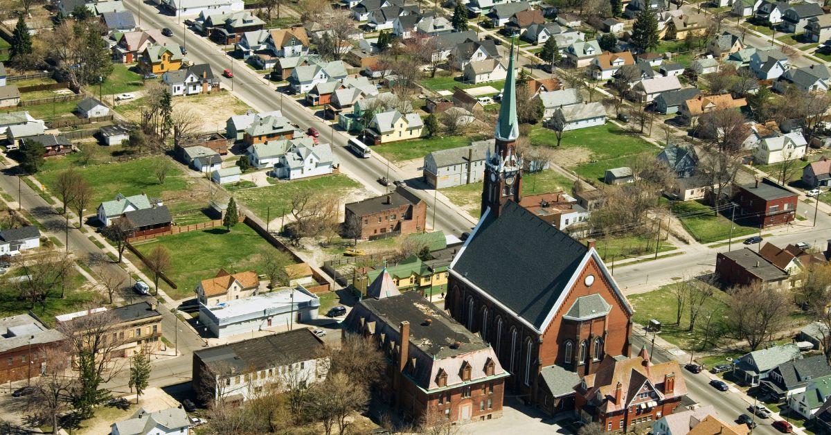 Aerial view of Saint Anthony's Church, Toledo, Ohio