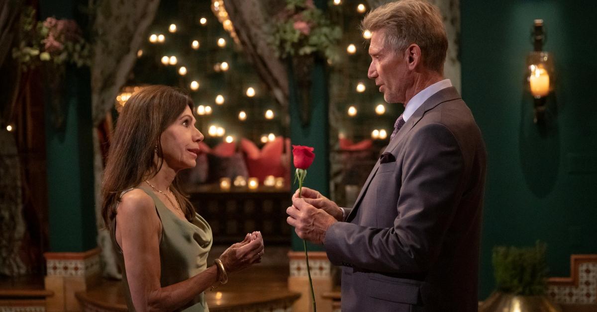 Gerry gives Theresa a rose on The Golden Bachelor