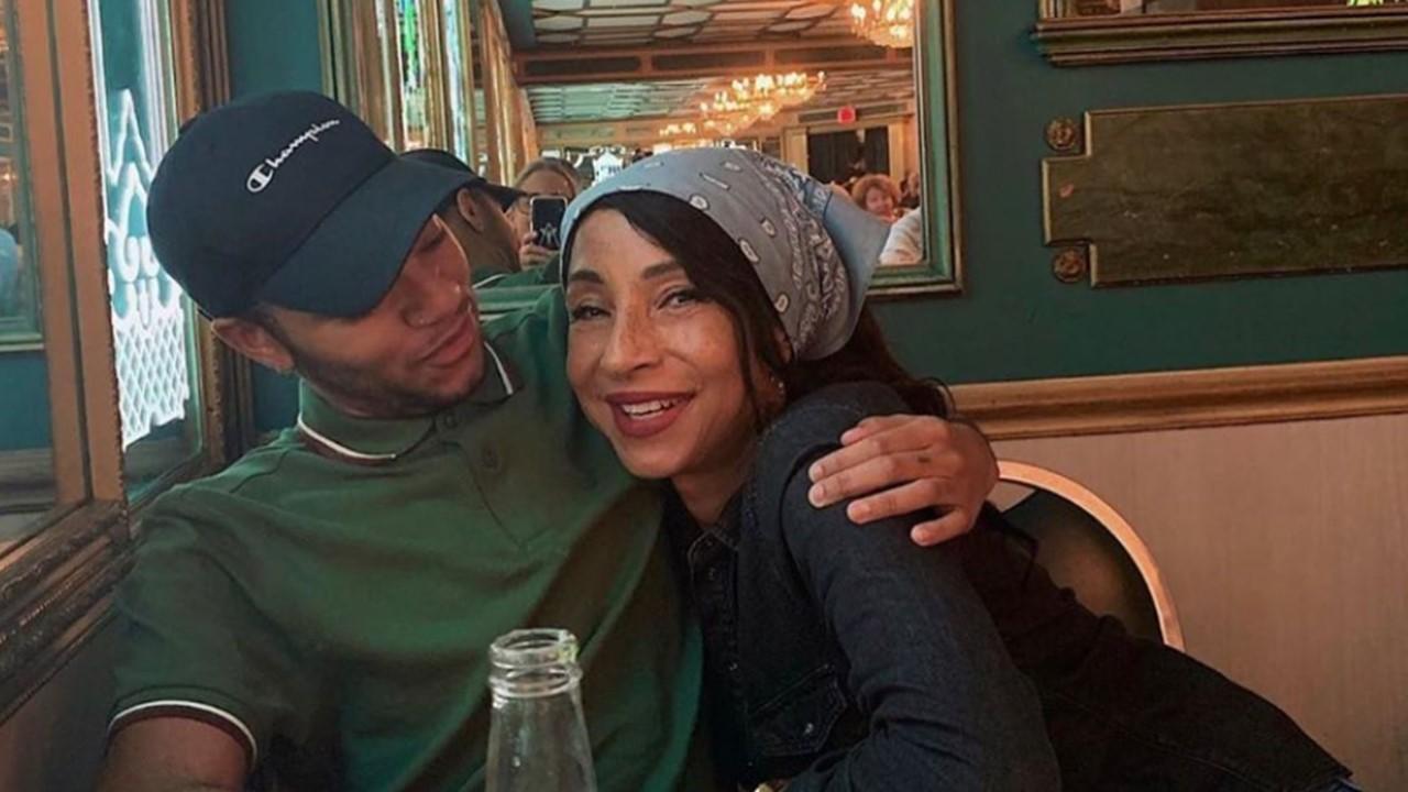 Sade at a restaurant with her stepson, Izaak