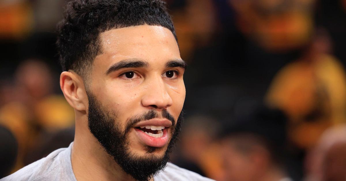 Jayson Tatum #0 of the Boston Celtics reacts after Game Four of the Eastern Conference Finals at Gainbridge Fieldhouse on May 27, 2024 in Indianapolis, Indiana