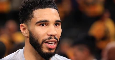 Jayson Tatum #0 of the Boston Celtics reacts after Game Four of the Eastern Conference Finals at Gainbridge Fieldhouse on May 27, 2024 in Indianapolis, Indiana