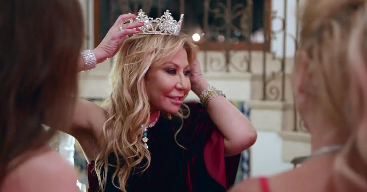 Anna Shay tries on a crown in 'Bling Empire'