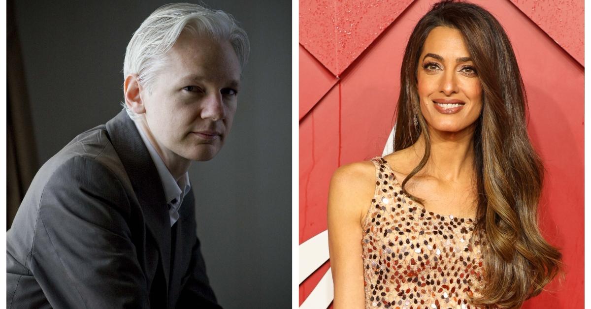 (L-R): Julian Assange; Amal Clooney