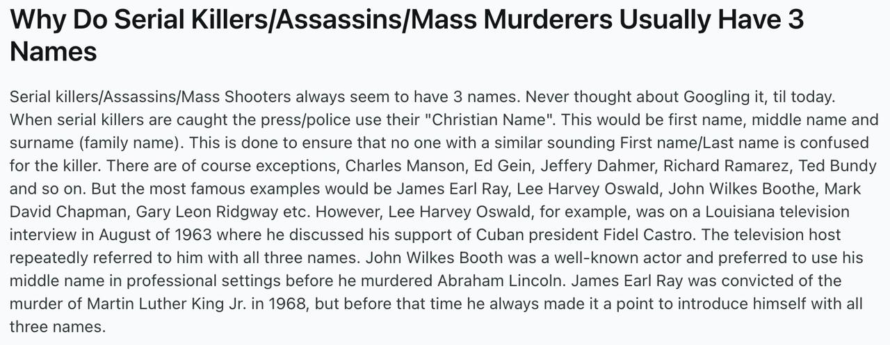 Why Do So Many Assassins Have Three Names?