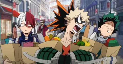 Shoto Todoroki, Katsuki Bakugo, and Izuku Midoriya