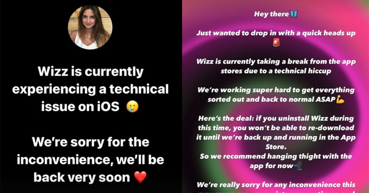 Story posts from the official Wizz app Instagram