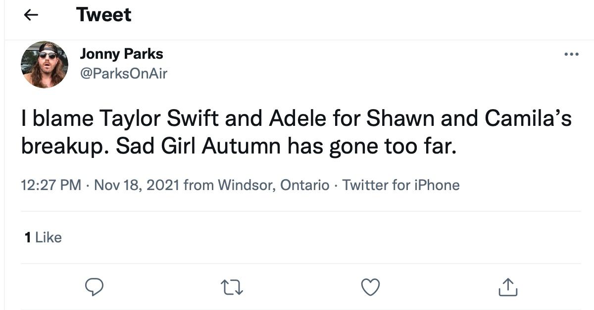 A tweet about the unexpected side effects of Sad Girl Autumn