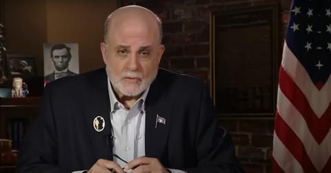 Mark Levin talking to Fox News during a broadcast.