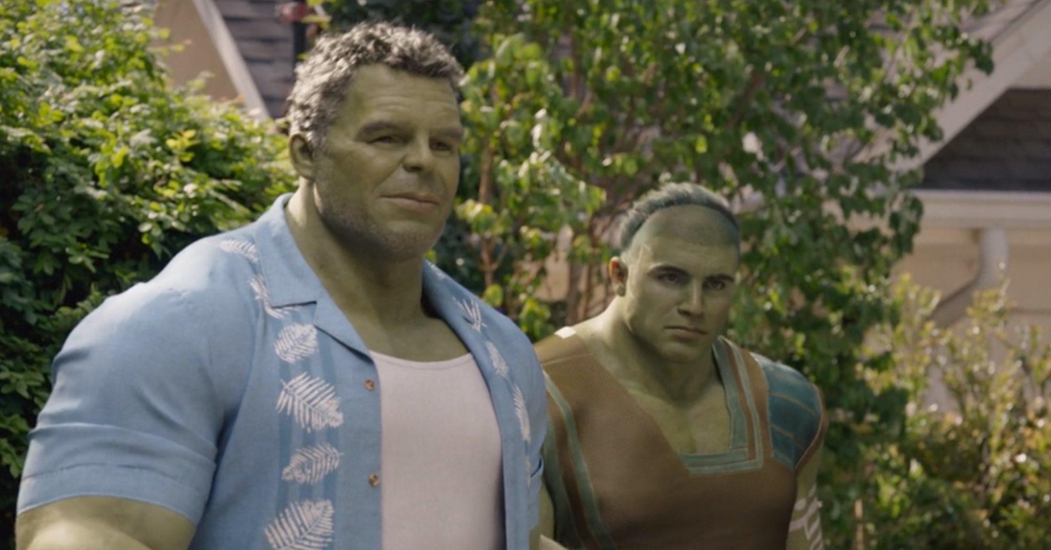 Mark Ruffalo as Hulk and Wil Deusner as Skaar in 'She-Hulk: Attorney at Law.'